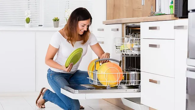 A dishwasher in a domestic home